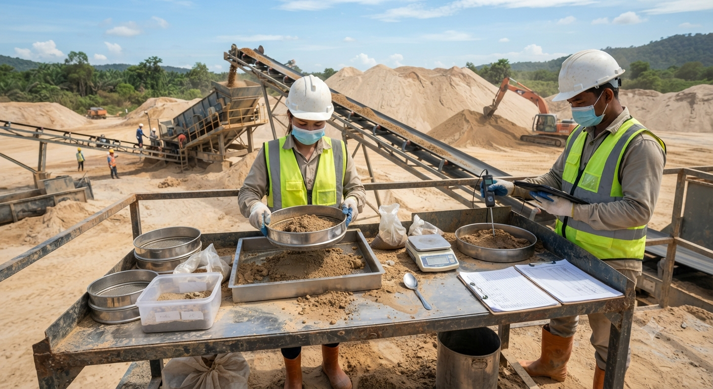 Giai đoạn trung gian: Xử lý sơ bộ và kiểm định chất lượng cát